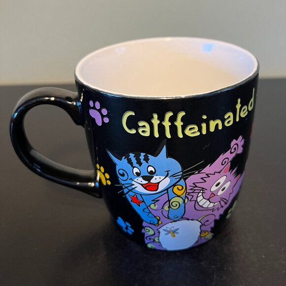 Animal Rescue Site Cats Kittens Paw Prints Caffeinated Decaf Pun Coffee Mug - Picture 5 of 10